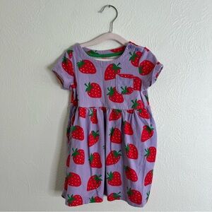 Mini Boden Lilac Dress with Red Strawberry Design size 2-3Y